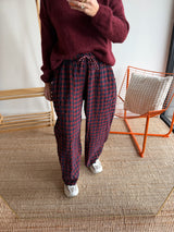 Pantalon vichy LOUIS Rouge + Bleu marine