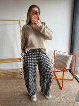 Pantalon vichy LOUIS Bleu marine + Beige