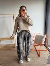 Pantalon vichy LOUIS Bleu marine + Beige