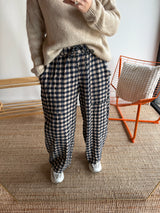 Pantalon vichy LOUIS Bleu marine + Beige