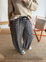 Pantalon vichy LOUIS Bleu marine + Beige