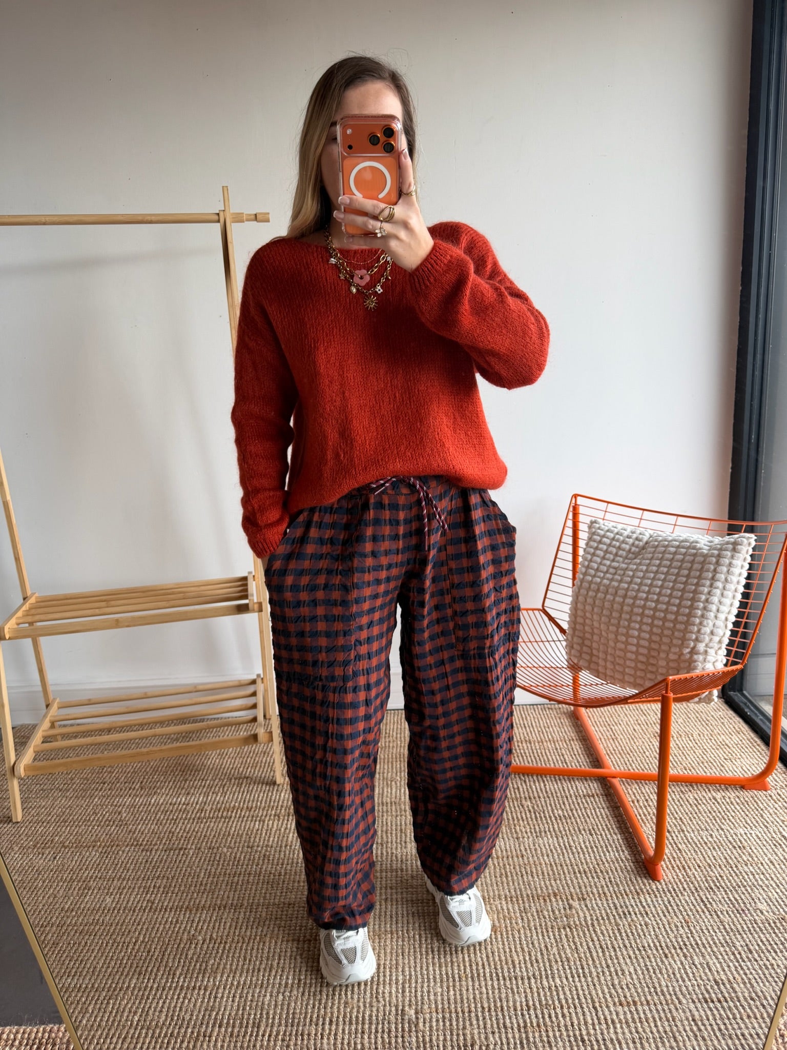 Pantalon vichy LOUIS Rouille + Bleu marine