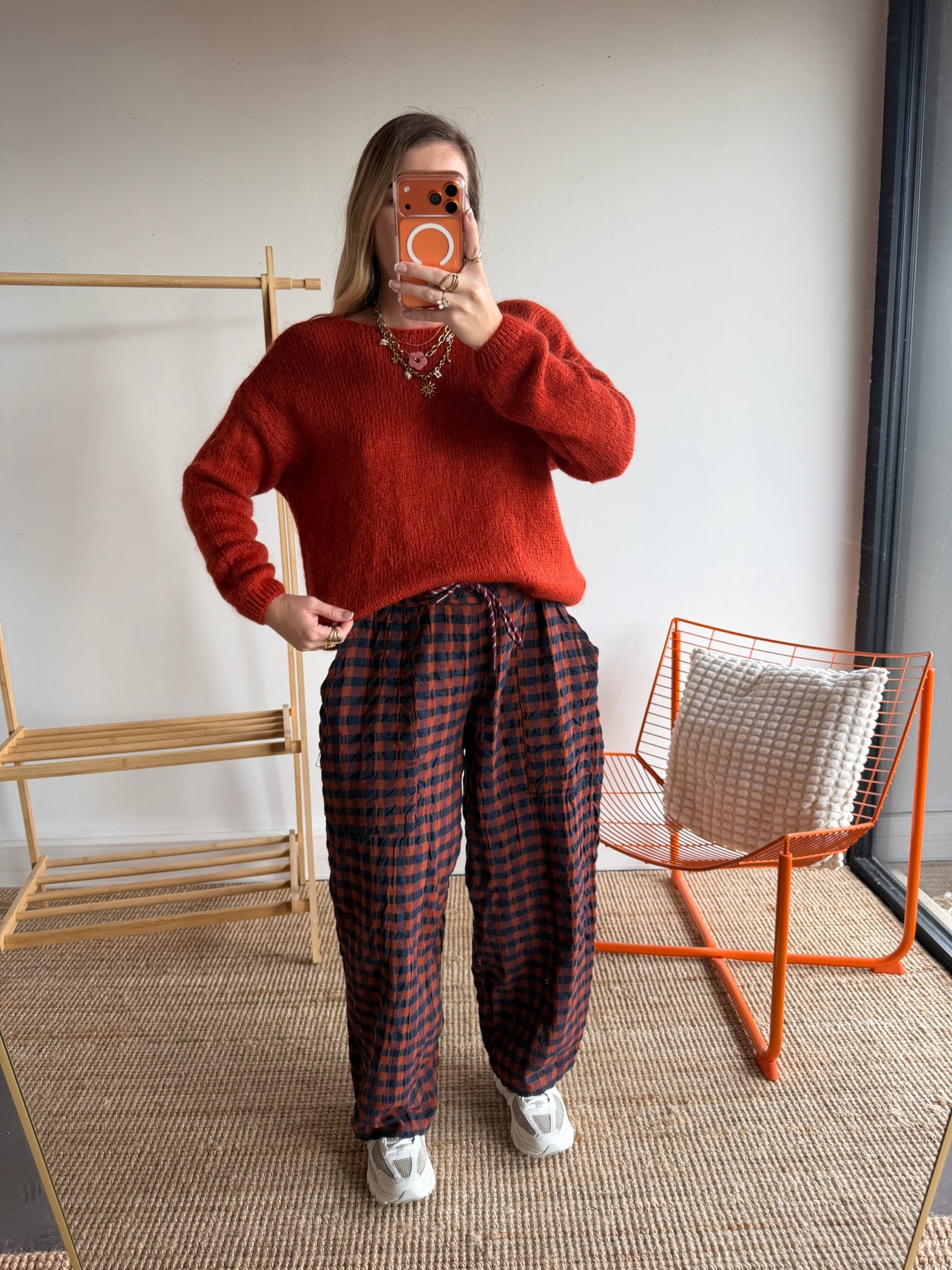 Pantalon vichy LOUIS Rouille + Bleu marine
