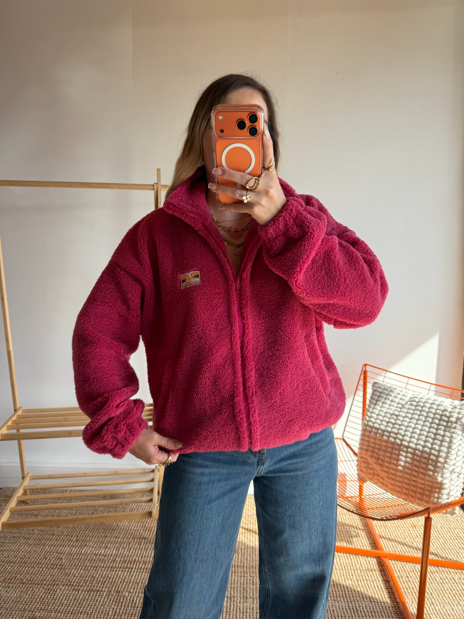 Veste moumoute AVA Framboise