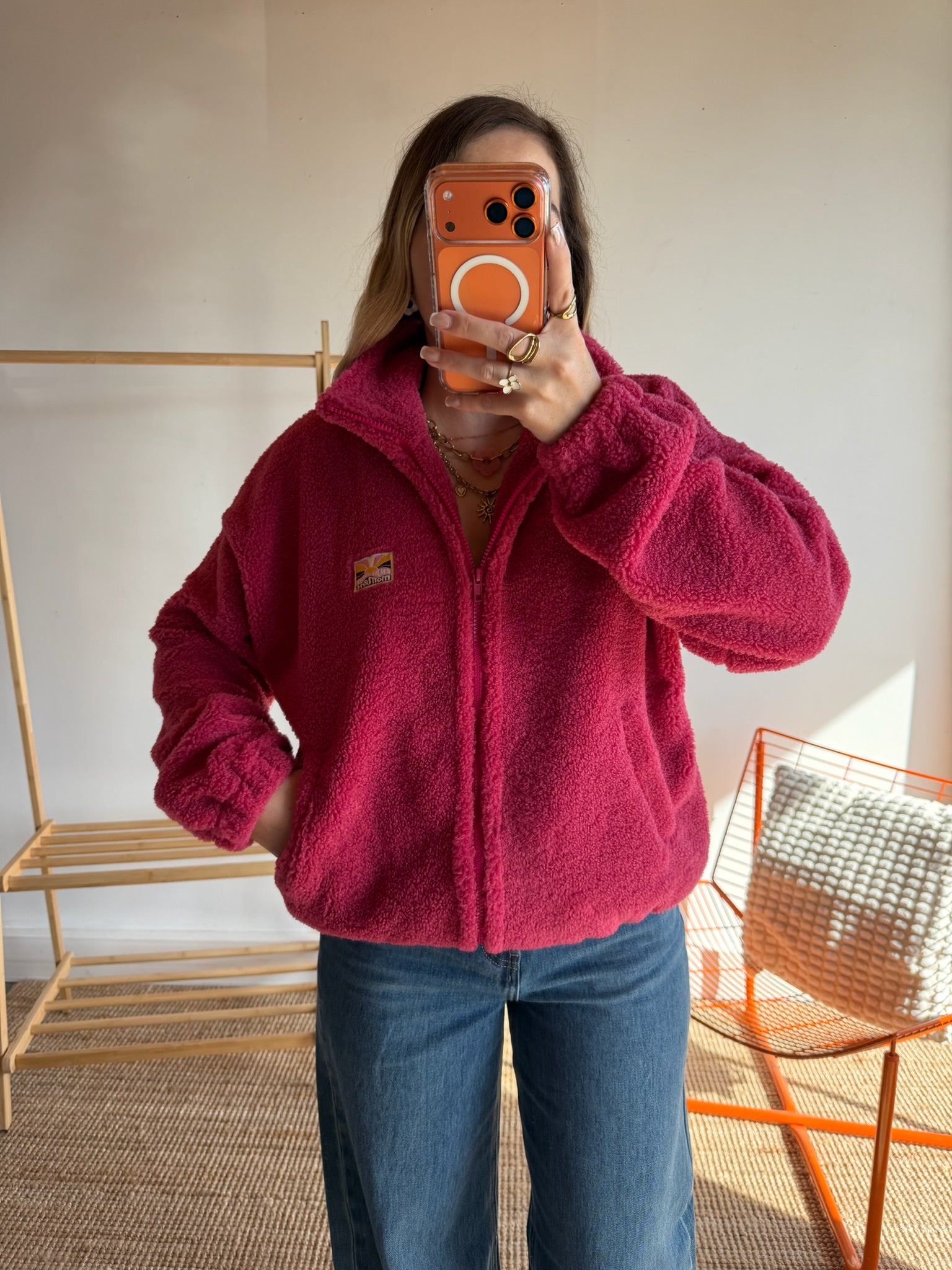 Veste moumoute AVA Framboise