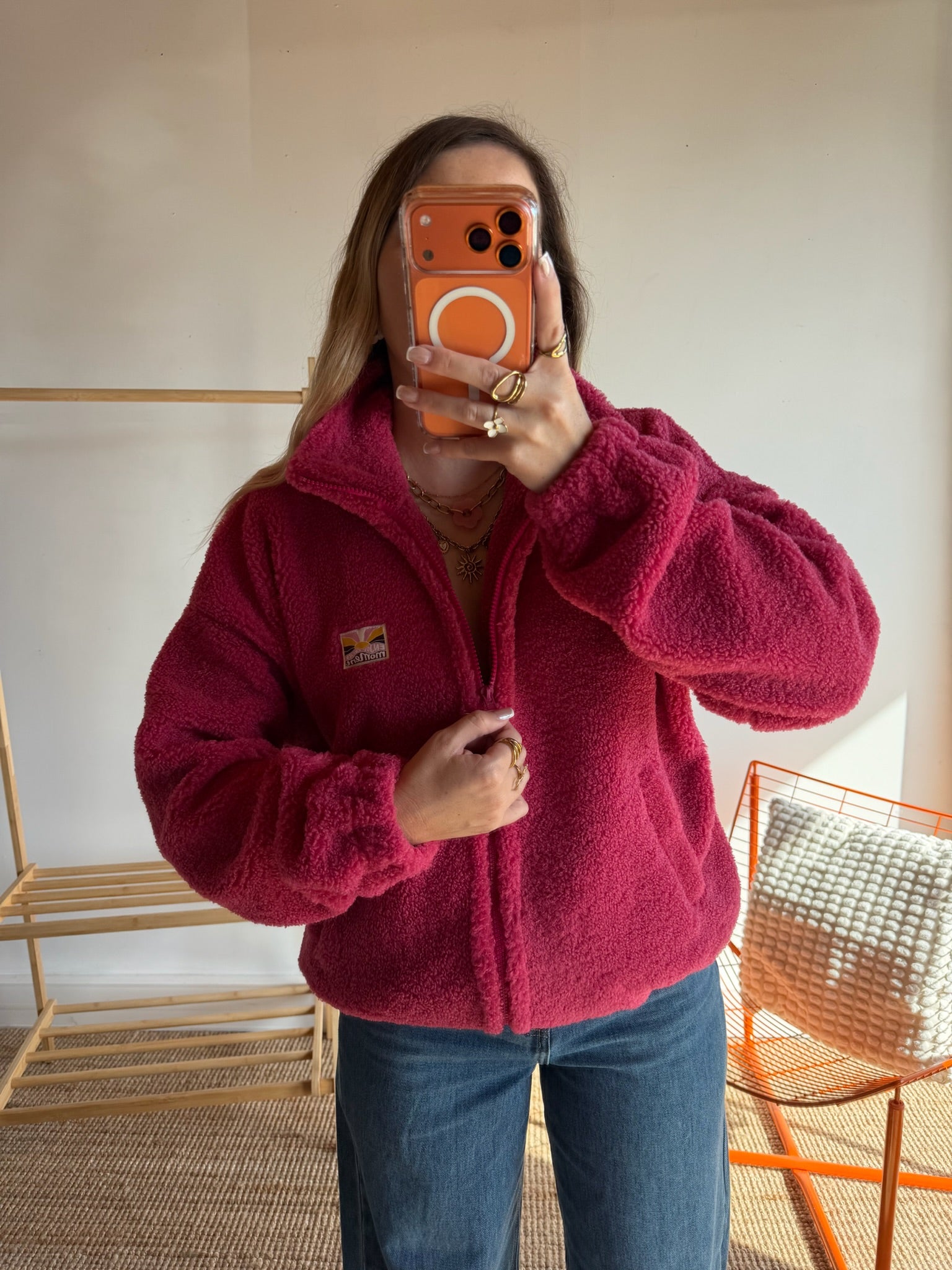 Veste moumoute AVA Framboise