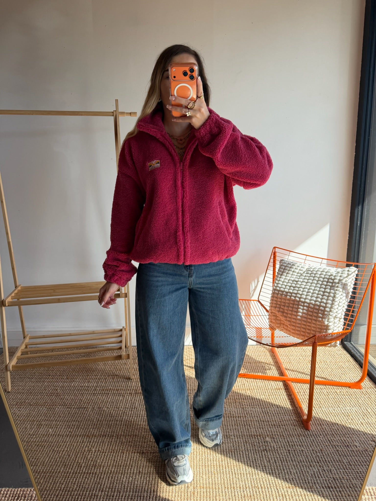 Veste moumoute AVA Framboise