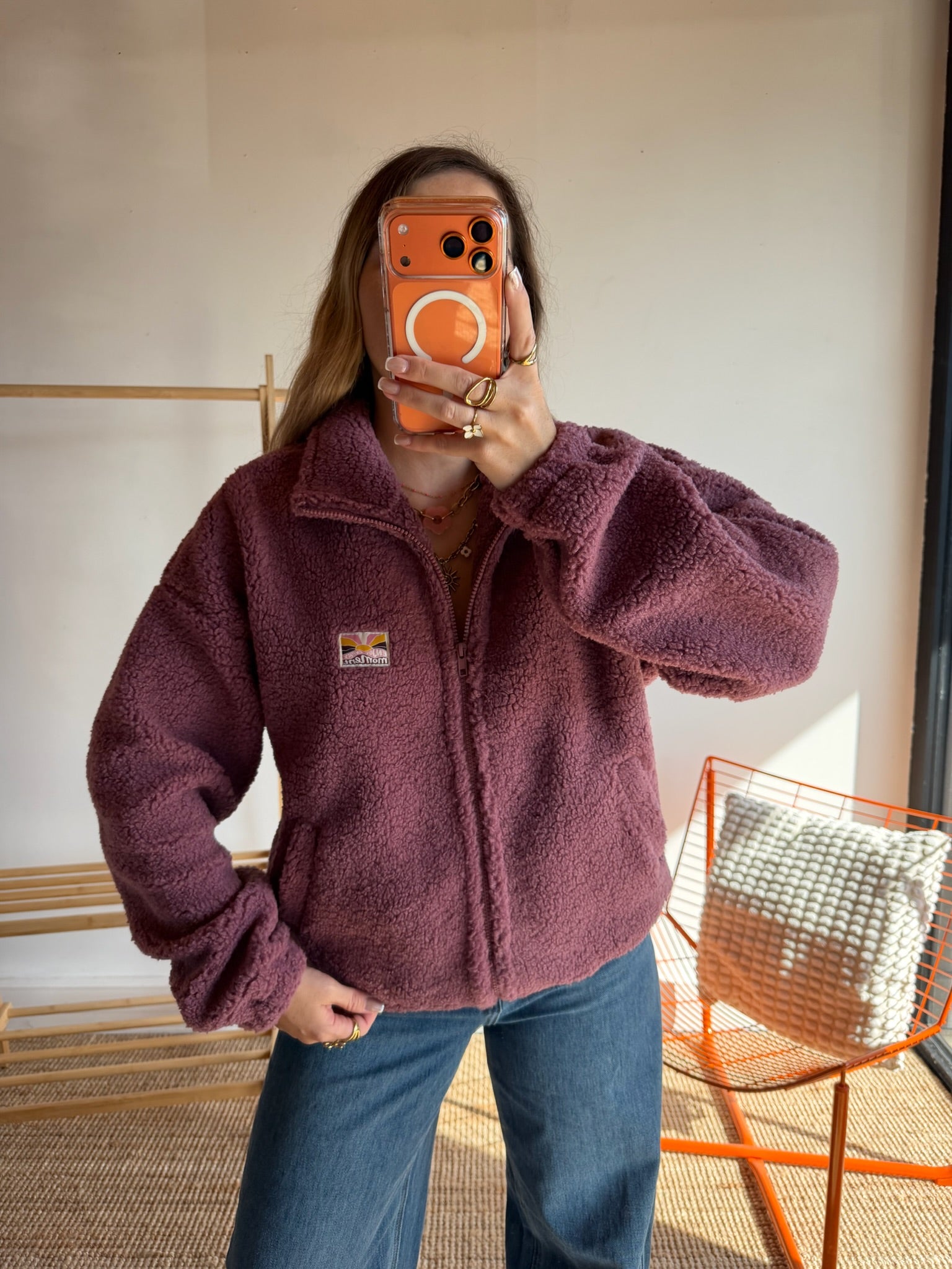 Veste moumoute AVA Aubergine