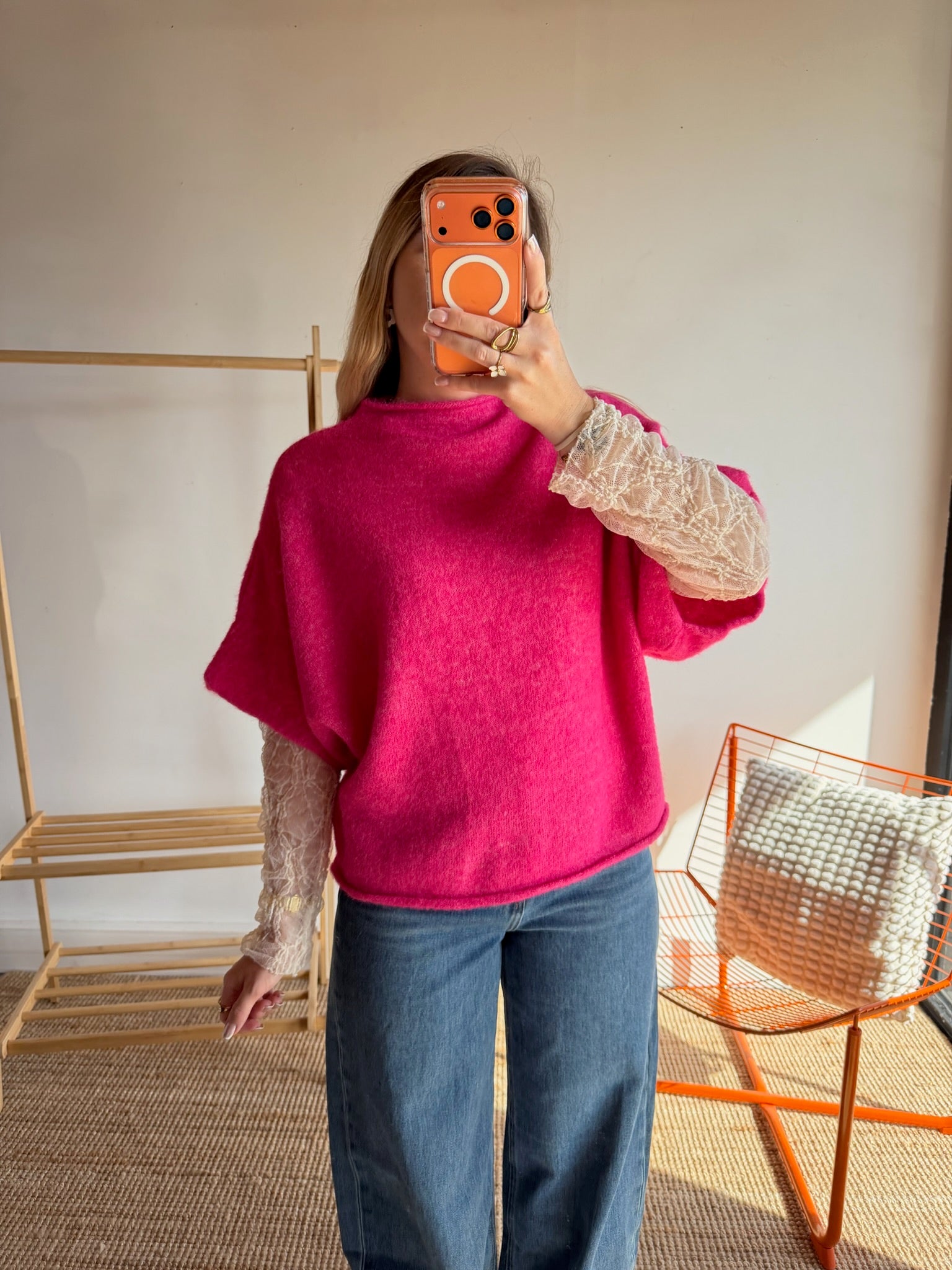 Pull sans manches LÉON - Rose fuchsia