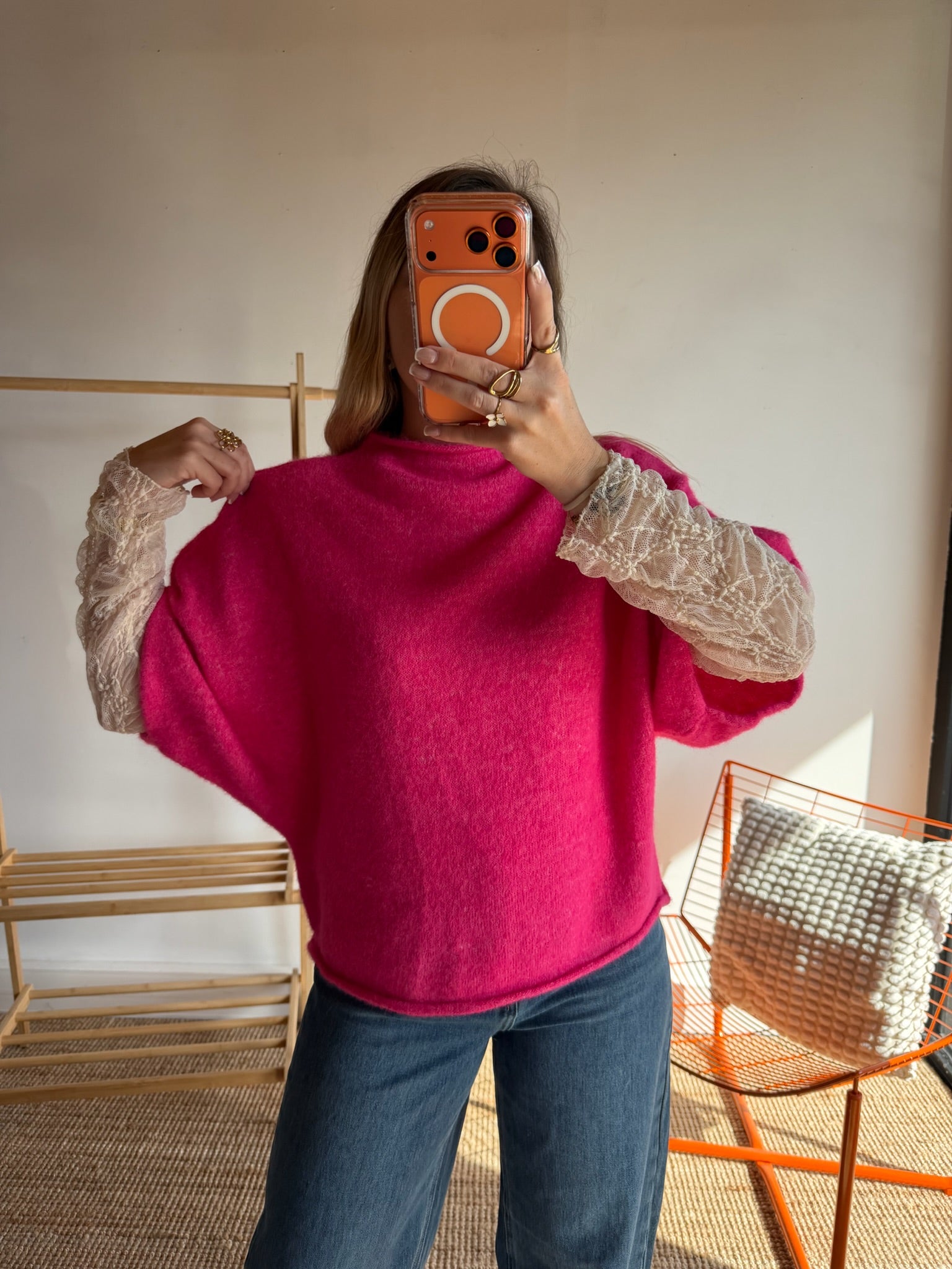 Pull sans manches LÉON - Rose fuchsia
