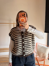 Gilet sans manches TIM - Écru + Chocolat