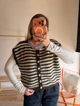 Gilet sans manches TIM - Écru + Chocolat