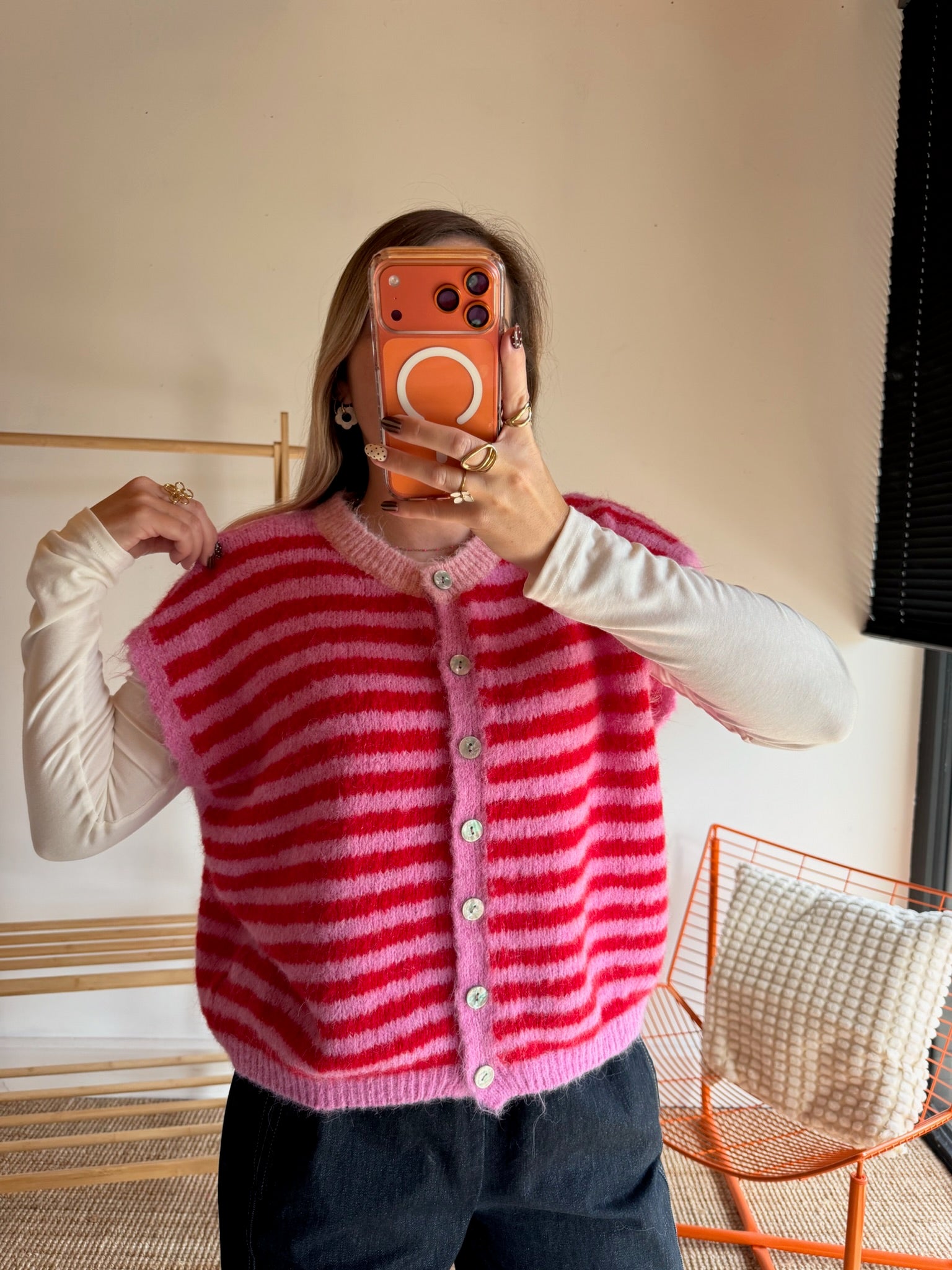 Gilet sans manches TIM - Rose + Rouge
