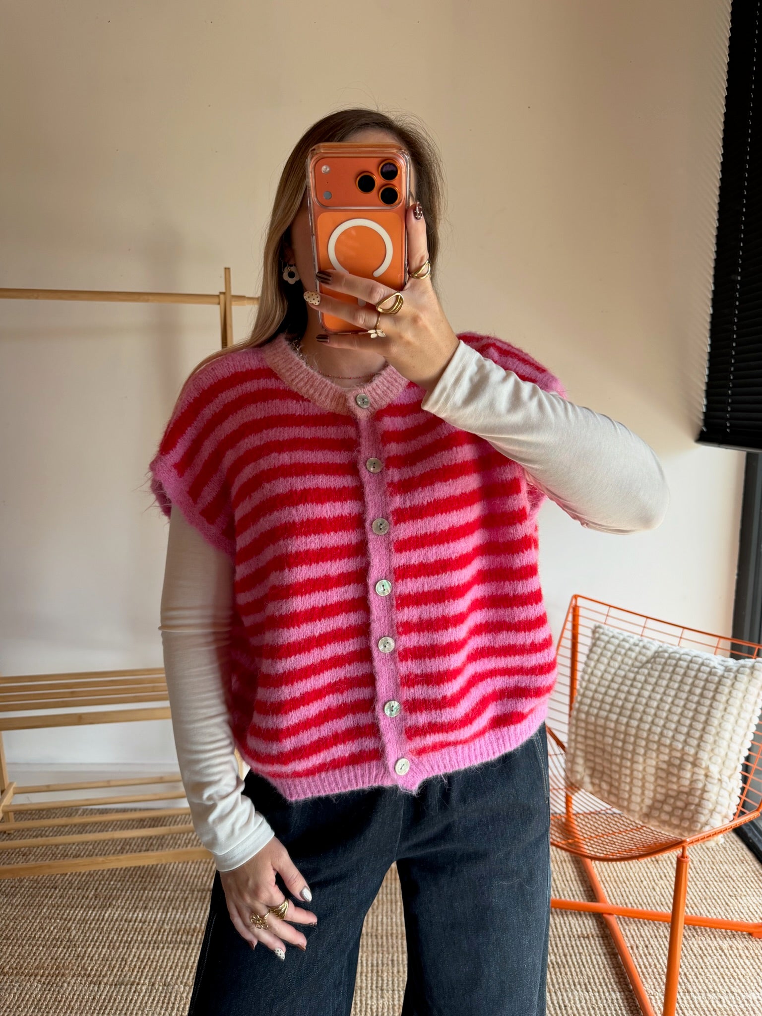 Gilet sans manches TIM - Rose + Rouge