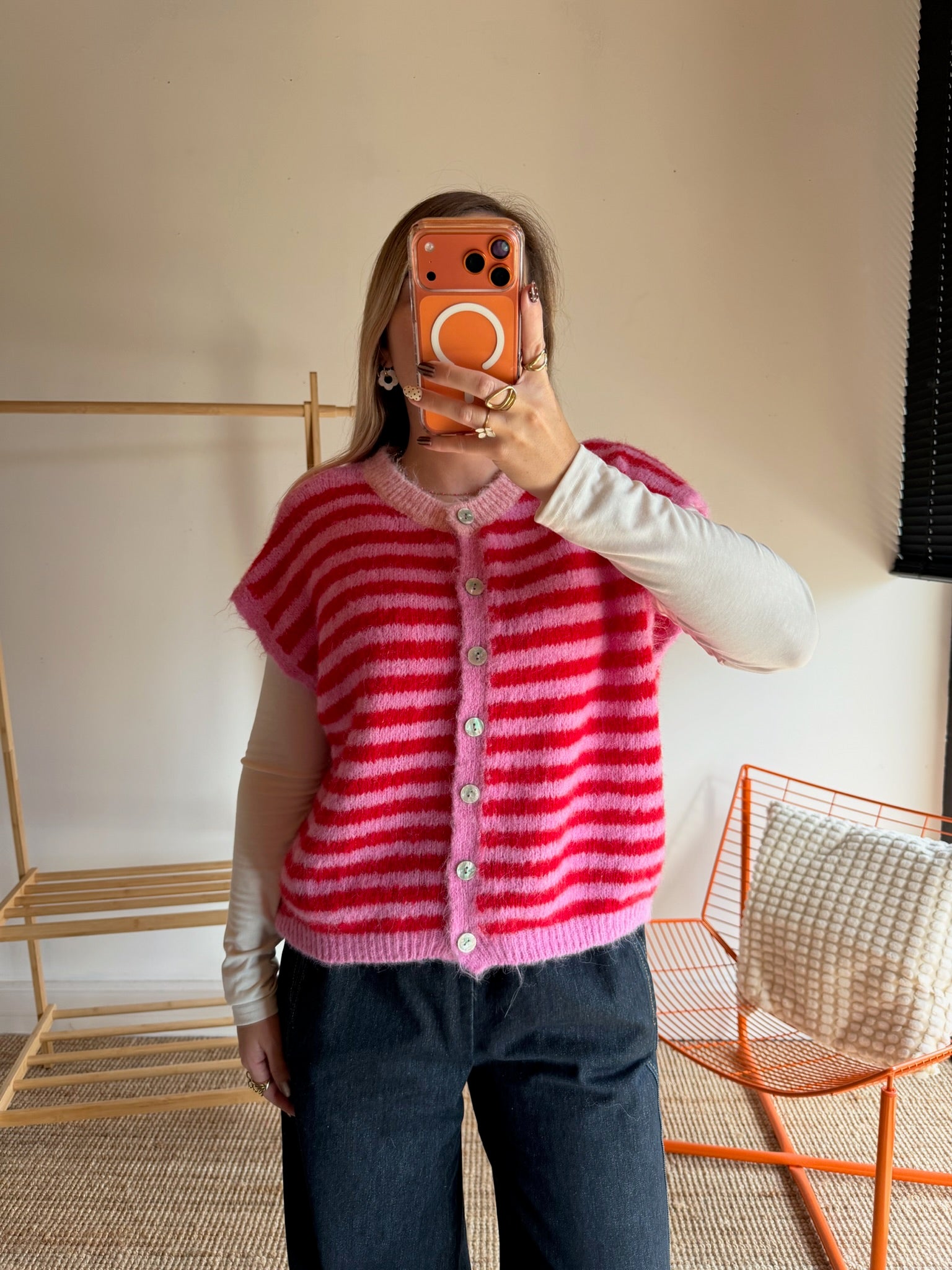 Gilet sans manches TIM - Rose + Rouge
