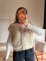 Gilet sans manches TIM - Écru + Beige