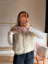 Gilet sans manches TIM - Écru + Beige