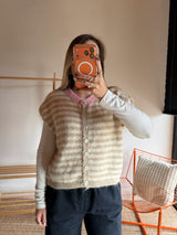 Gilet sans manches TIM - Écru + Beige