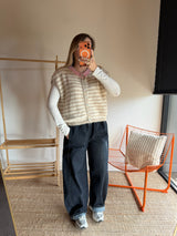 Gilet sans manches TIM - Écru + Beige