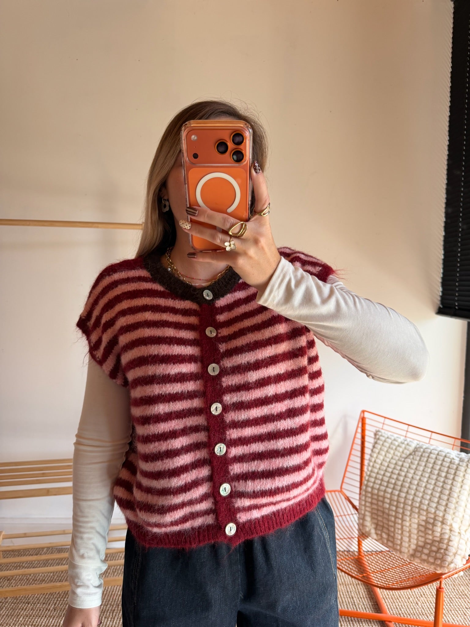 Gilet sans manches TIM - Rose + Bordeaux