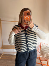 Gilet sans manches TIM - Écru + Bleu marine