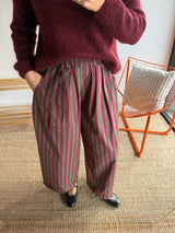 Pantalon rayé KELLY Bordeaux + Kaki