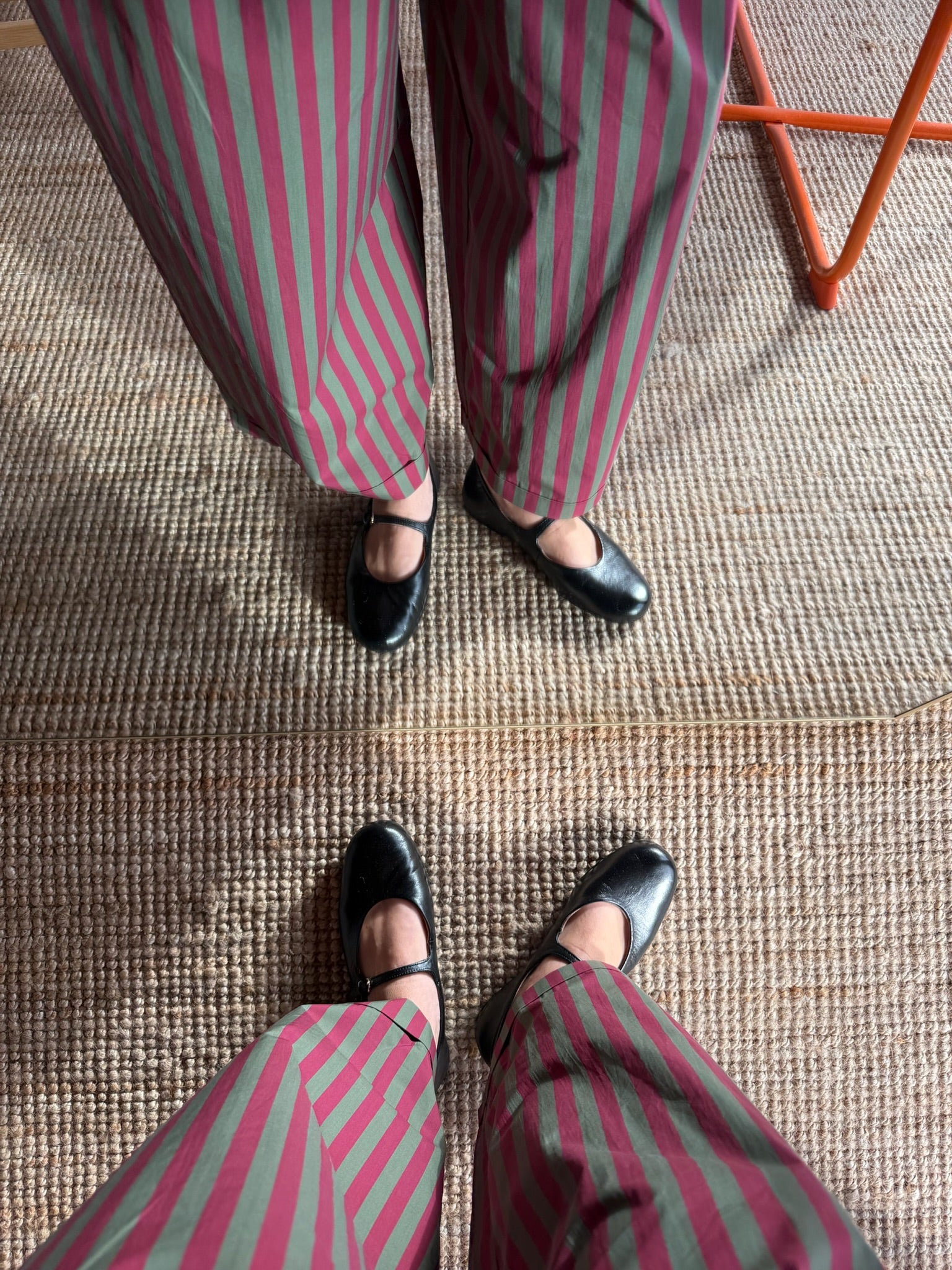 Pantalon rayé KELLY Bordeaux + Kaki