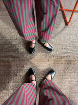 Pantalon rayé KELLY Bordeaux + Kaki