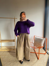 Pantalon rayé KELLY Violet + Vert