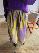 Pantalon rayé KELLY Violet + Vert