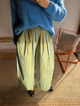 Pantalon rayé KELLY Bleu + Vert