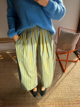 Pantalon rayé KELLY Bleu + Vert