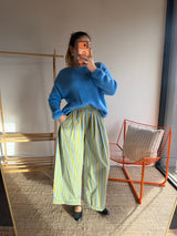 Pantalon rayé KELLY Bleu + Vert