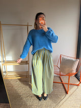 Pantalon rayé KELLY Bleu + Vert