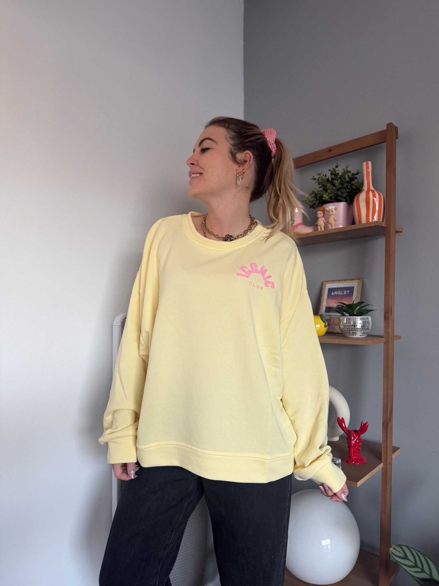 Sweat ICONIC Jaune + Rose