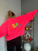 Sweat ICONIC Rose fluo + Jaune + Multicolore
