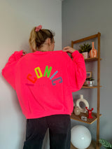 Sweat ICONIC Rose fluo + Jaune + Multicolore