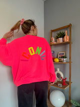 Sweat ICONIC Rose fluo + Jaune + Multicolore