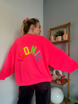 Sweat ICONIC Rose fluo + Jaune + Multicolore