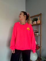 Sweat ICONIC Rose fluo + Jaune + Multicolore